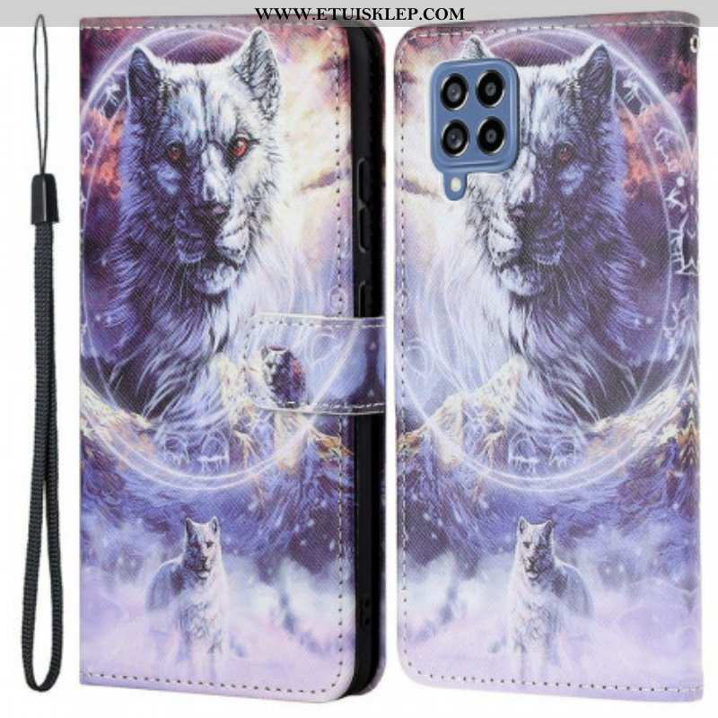 Etui Folio do Samsung Galaxy M53 5G z Łańcuch Smycz Wilk